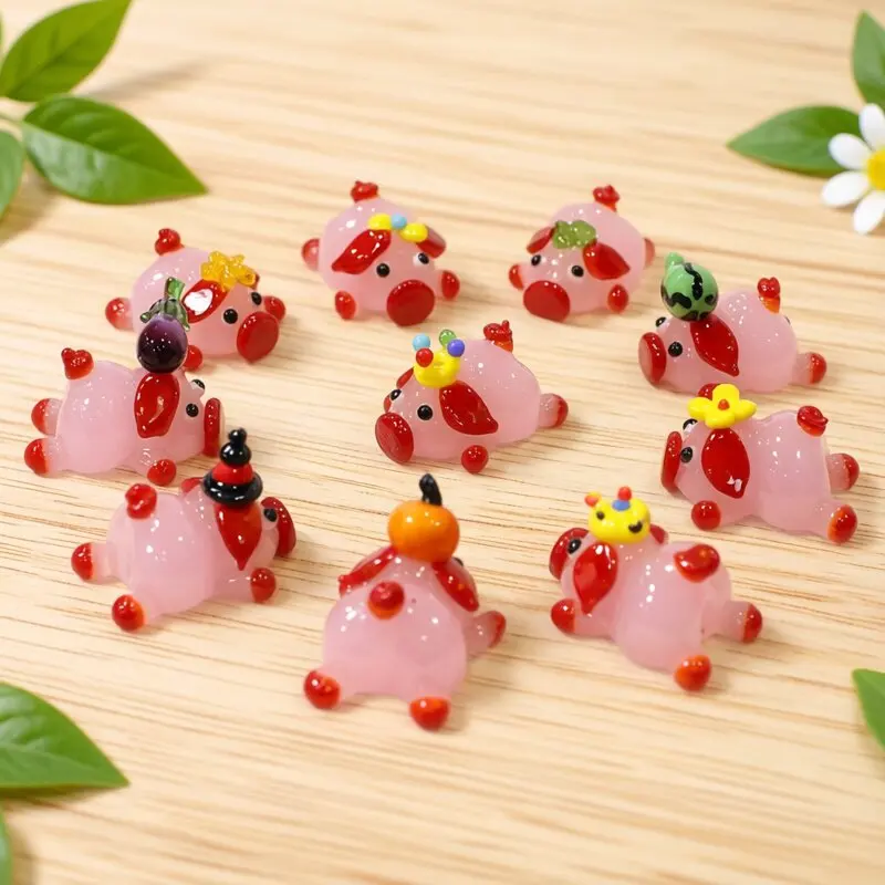 

Cute Pink Pig Glass Figurine Mini Animal Statue Home Desktop Decor Room Table Ornament New Year Xmas Holiday Party Gift for Kids