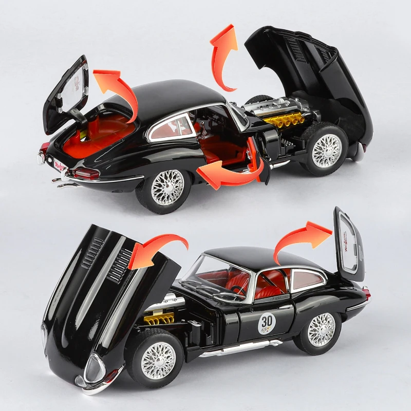 Simulación 1:24 E-TYPE aleación Retro coche deportivo modelo sonido y luz coche de juguete extraíble colección de regalos para niños Voiture en miniatura