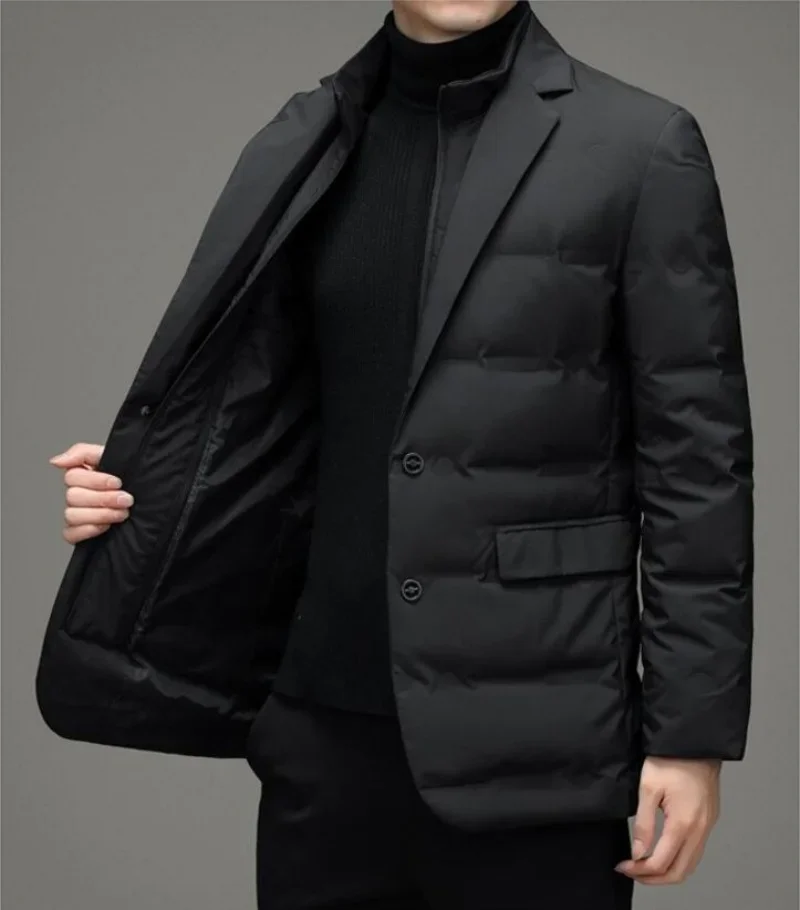 2025 Men's Winter Fashion High-Quality down Jacket White Duck down Warm Coat with Removable Scarf Suit Collar M-4XL Sizes