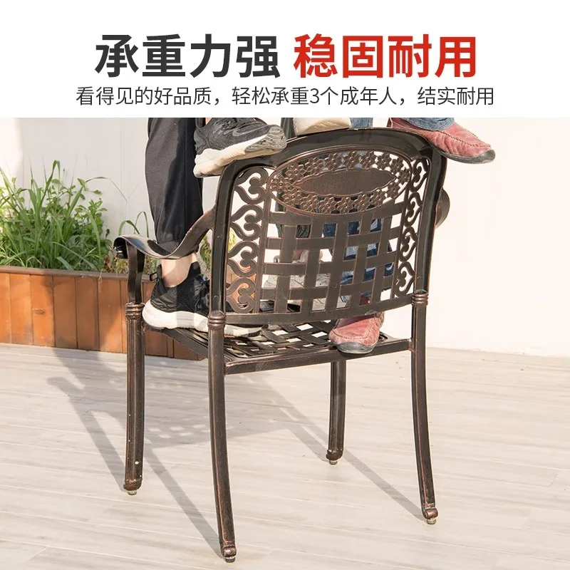 

Outdoor Cast Aluminum Table & Chairs - Villa Garden Balcony Leisure Set for Open-Air Courtyards