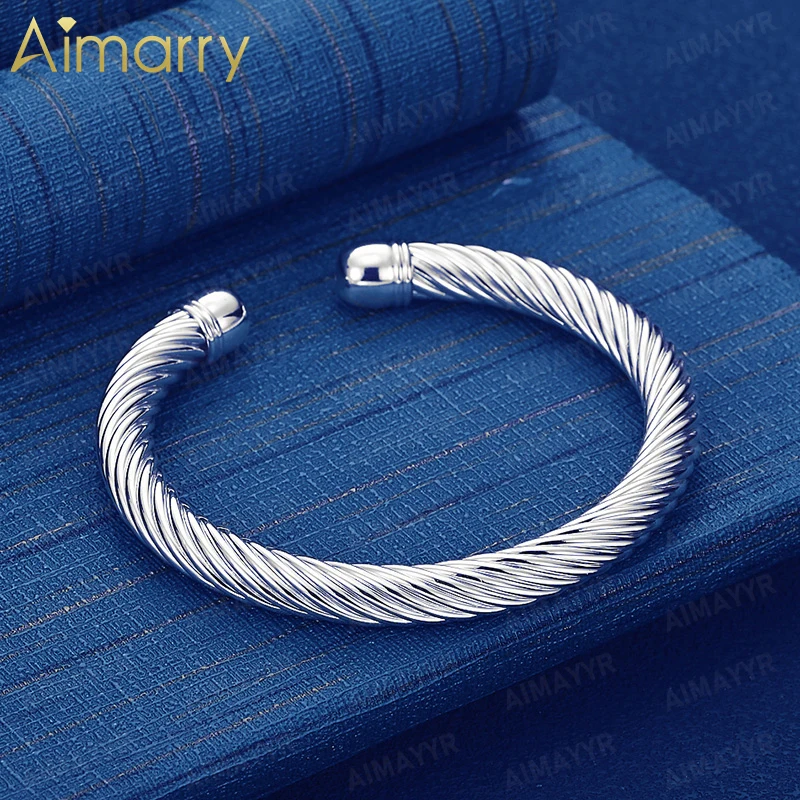 925 Sterling Silver Classic Twisted Rope Texture Bracelet for Women's Parties Banquets Weddings High-quality Fashion Jewelry