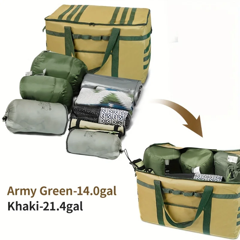 

Large Capacity Outdoor Storage Bag for Camping Gear - Portable Tent Organizer with Multiple Compartments, Durable Fabric in Oliv