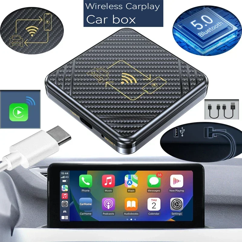 

WirelessCarplaybox Android Auto 2-в-1 Bluetooth 5.0 Активное подключение Адаптивный экран Интеллектуальный беспроводной адаптер Android Auto