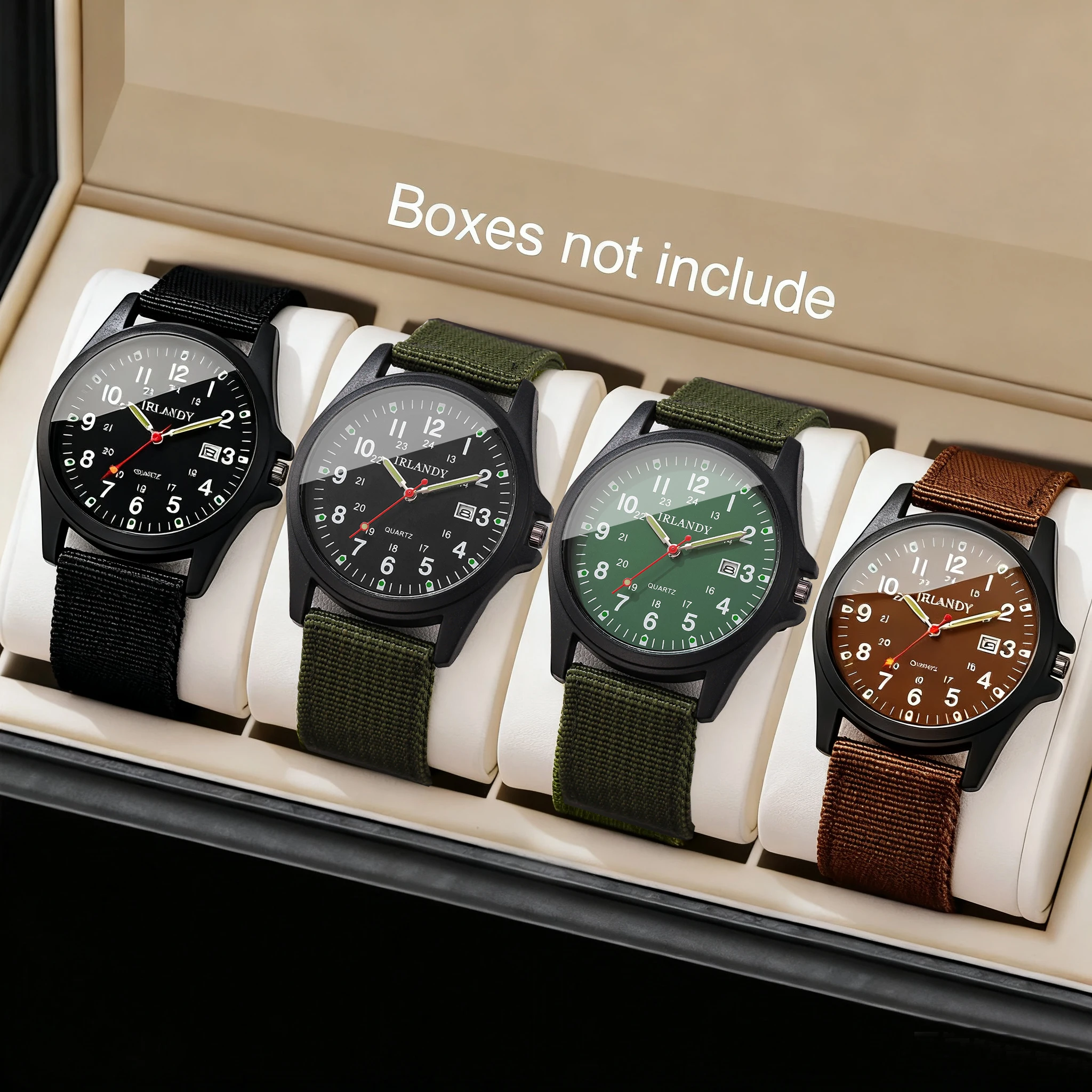 1/4PCS Fashion Nylon Strap Men Quartz Watch Casual Arabic Dial Sports Calendar Wristwatch Reloj Hombre (Without Box)