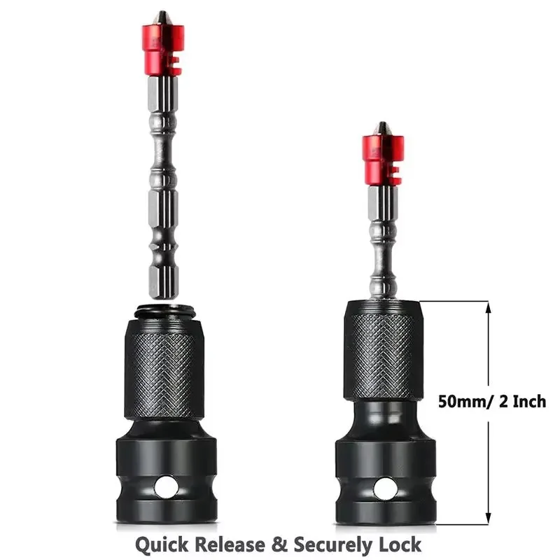 1/2 Stück 1/2 Zoll Vierkantantrieb auf 1/4 Zoll Innensechskant-Adapter, Konverter, Spannfutter-Adapter für Schlagluft- und Elektroschrauber