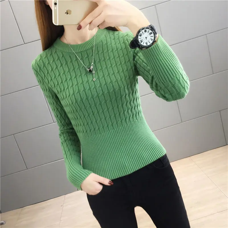 2024 Autumn and Winter New Women\'s Top Trendy Women\'s Sweater Fashion Contrast Color Knitted Sweater Women\'s Slim Fit Pullovers