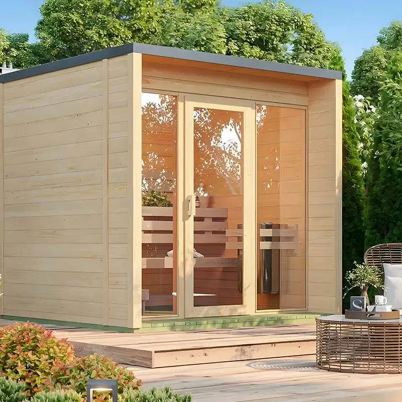 European Popular One Person Hemlock Solid Wood Luxury Modern Electric Outdoor Sauna Room with Steam Generator