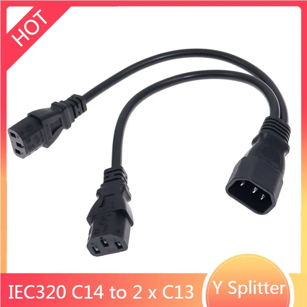 UPS Server Splitter C14 to 2 x C13 Power Adapter Cable Single C14 to Dual 5-15R C13 Short Power Y Type Adapter Cord 10A 250V