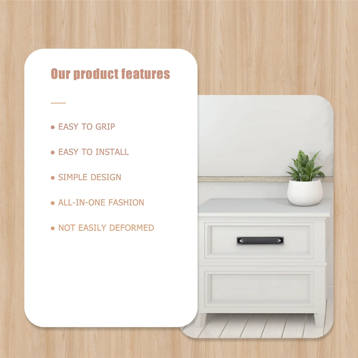 AT77 Door Cabinet Black Plastic Rectangular Pull Handle 5.2"