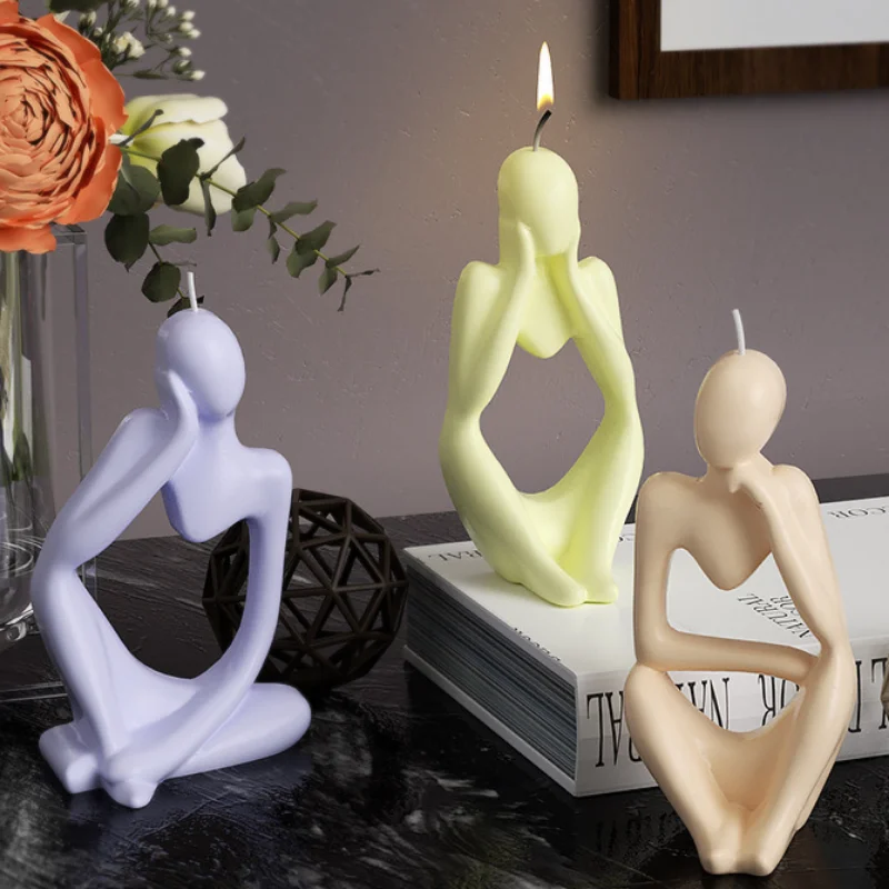 Creative Human Body Silicone Candle Mold 3D Thinker Portrait Soap Resin Plaster Mould DIY Chocolate Making Tool Home Decor Gifts