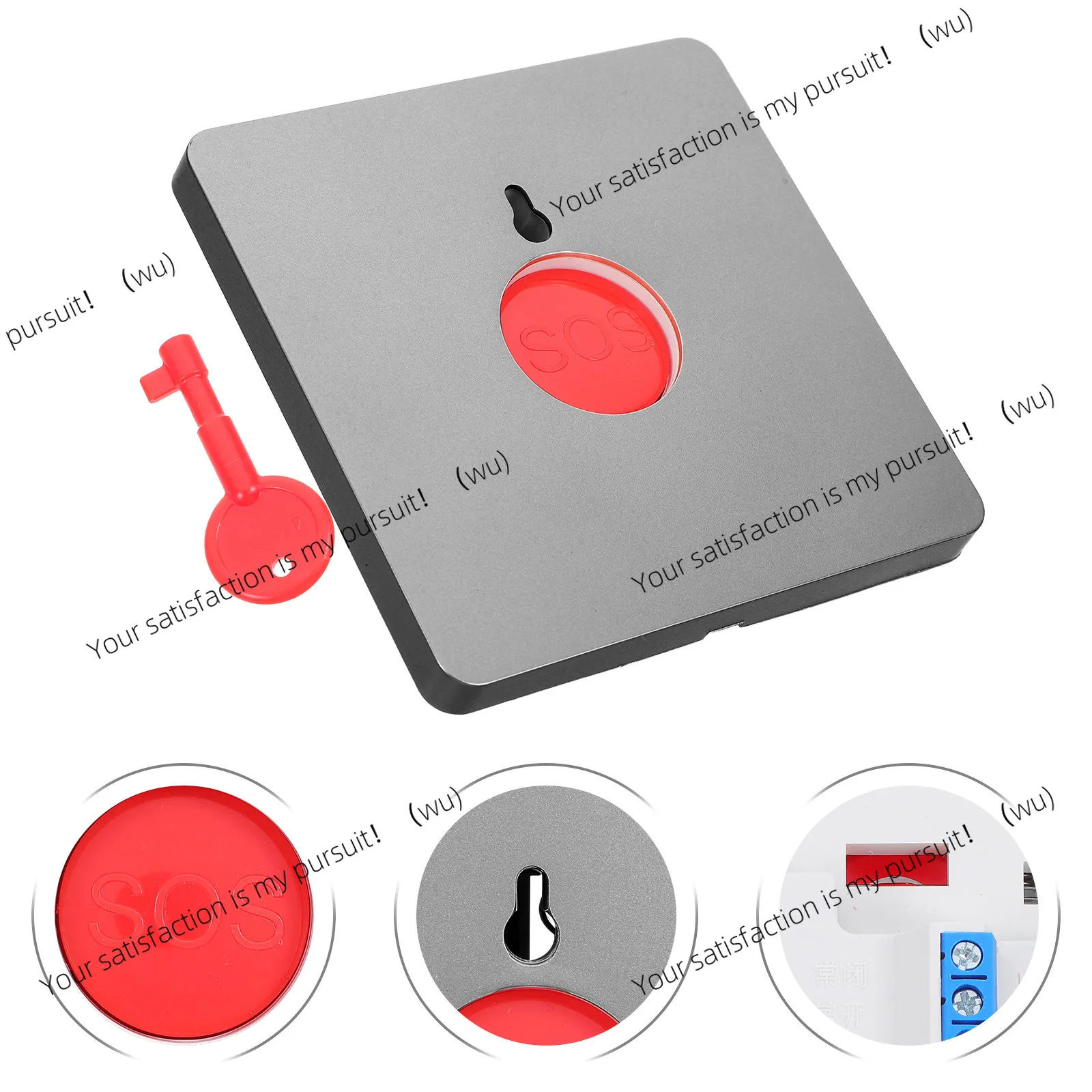 2-Piece 86mm standard design manual reset button with key safety switch for public buildings