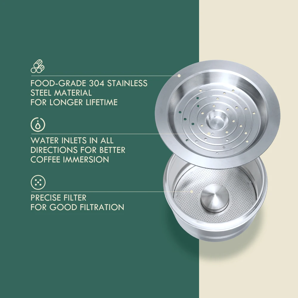 Reusable Coffee Capsule Pods for Three Hearts Cafissimo K FEE Caffitaly Tchibo Coffee Maker Stainless Steel Refill Coffee Filter