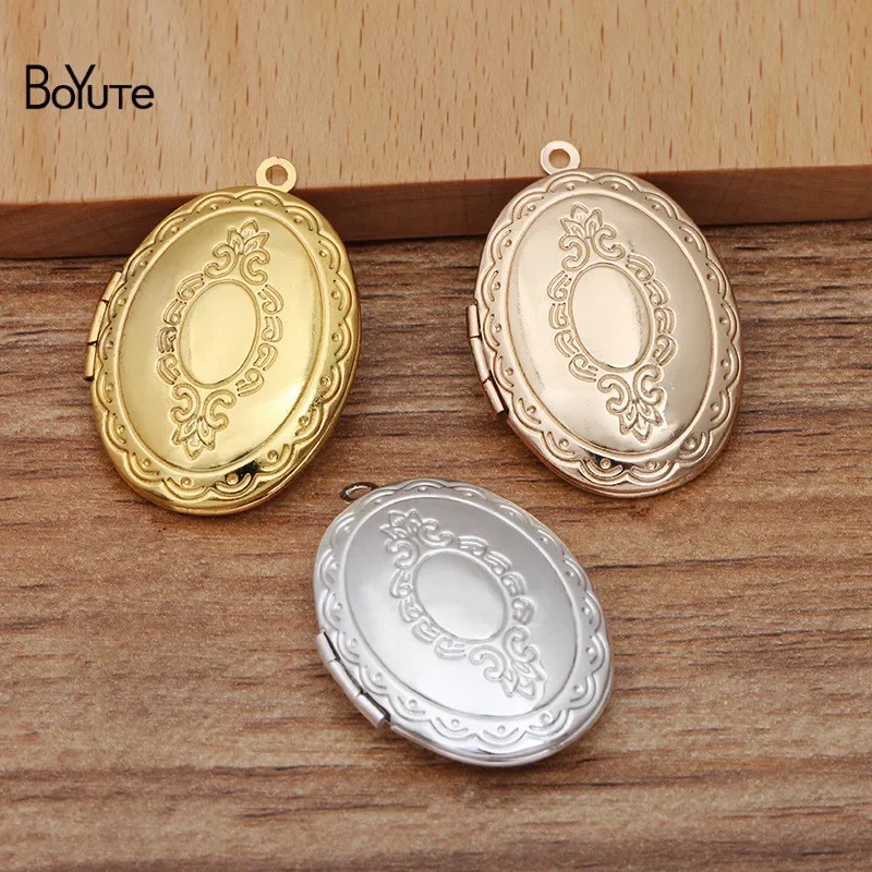 BoYuTe (10 Pieces/Lot) 23*30*8MM Metal Brass Oval Shaped Floating Locket Factory Direct Sale Photo Locket Pendant