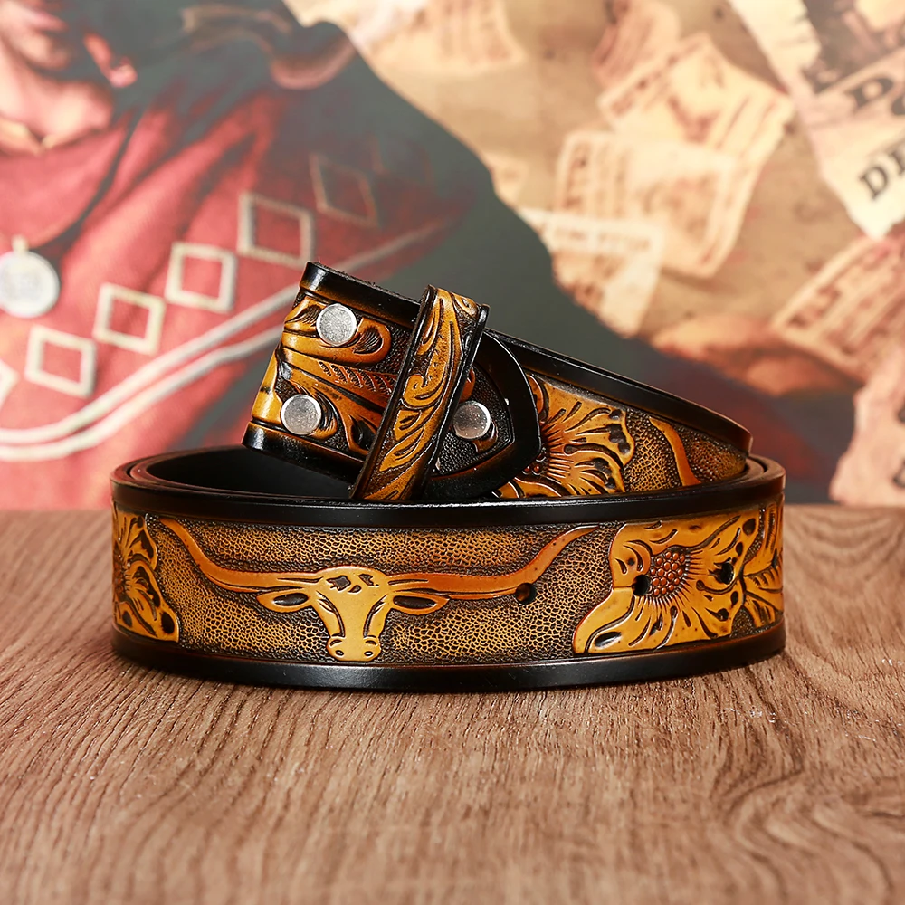 Corium Western denim print replacement leather pattern belt men & women same style For Gift