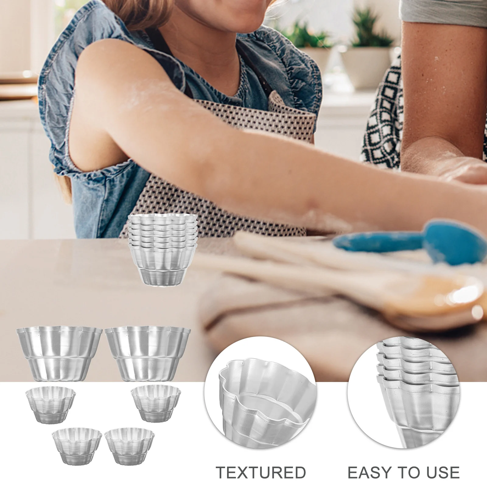 

6Pcs Aluminum Alloy Baking Molds Pudding Cups Easy to Use and Clean for Cakes Pies Aluminum Alloy Pudding Molds