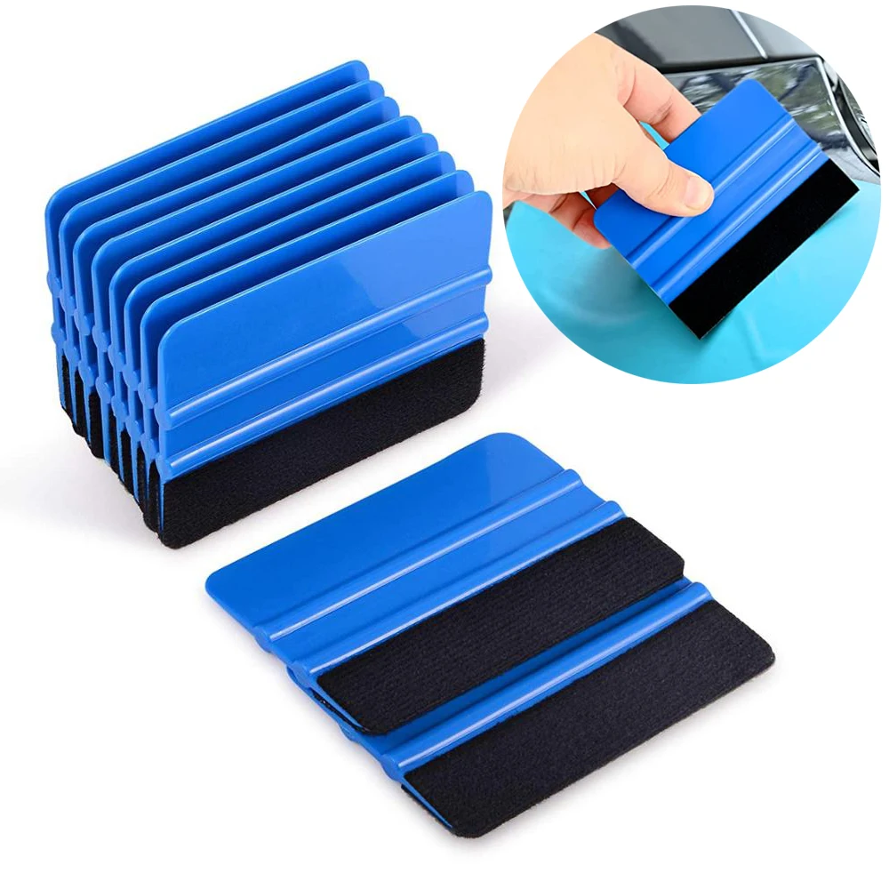 EHDIS 10/50pcs Wrap Vinyl Plastic Squeegee With Edge Fabric Felt Car Styling Window Glass Water Removal Tools Cleaning Scraper