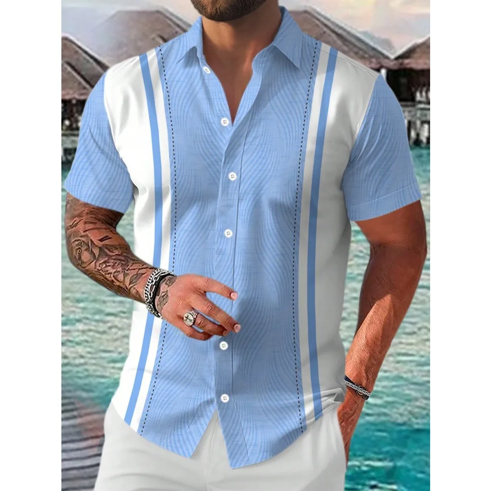 

Men's Summer New Casual Versatile Fashion Trend Geometric Short Sleeved Shirt Top