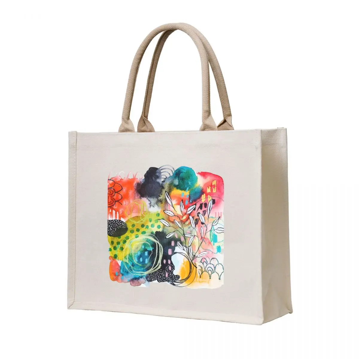

Colorful Place - Abstract watercolor with leaves Tote Bag the tote bag Canvas stote bag Gift