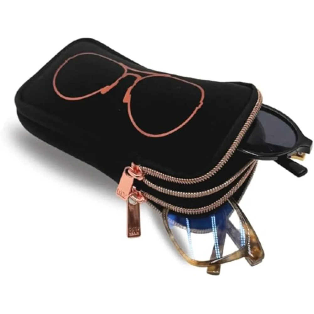 

Premium Quality Dual Layer Glasses Case Neoprene Soft Sunglasses Bag Lightweight Portable Phone Pouch Women Men