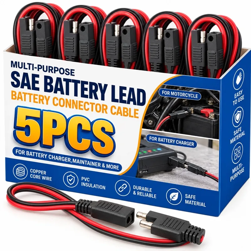 12V SAE Extension Cable Quick Disconnect 2 Pin Plug for Battery Charger Solar Panel Motorcycle Car RV Power Cord Wire Harness