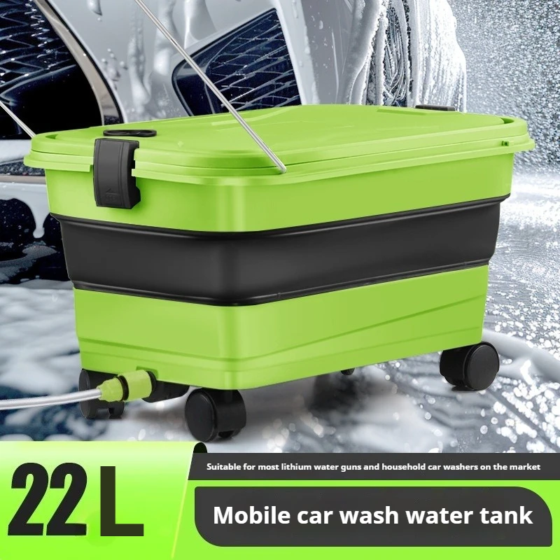 22L Car Wash Water Tank Car Wash Accessories Car Wash Water Gun Bucket Household Mobile Folding Bucket Outdoor Storage