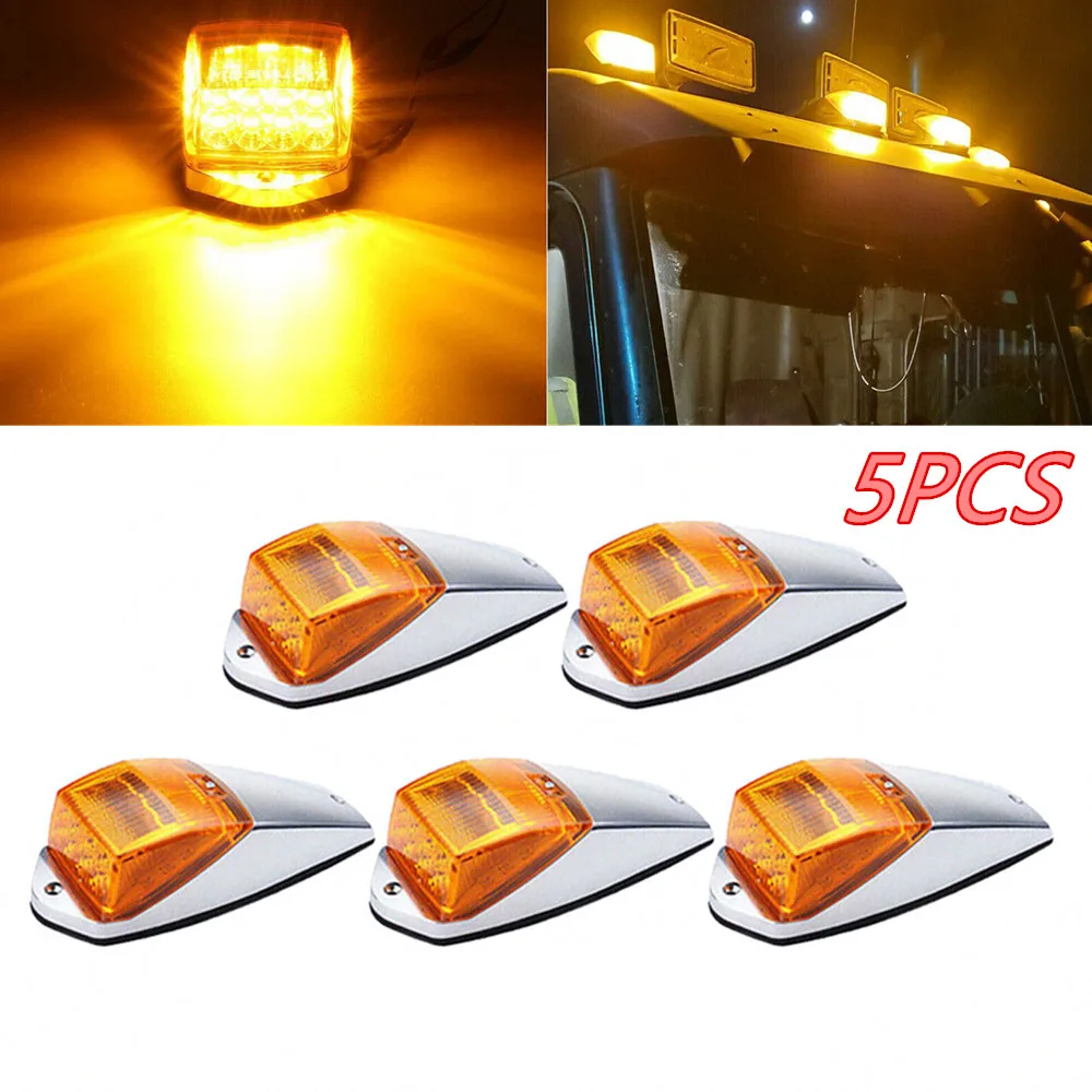 

5PCS DC12V Cab Lights Truck Cab Roof Marker Lights Amber White Car Top Clearance Running Lights for Pickup SUV Signal Lamp