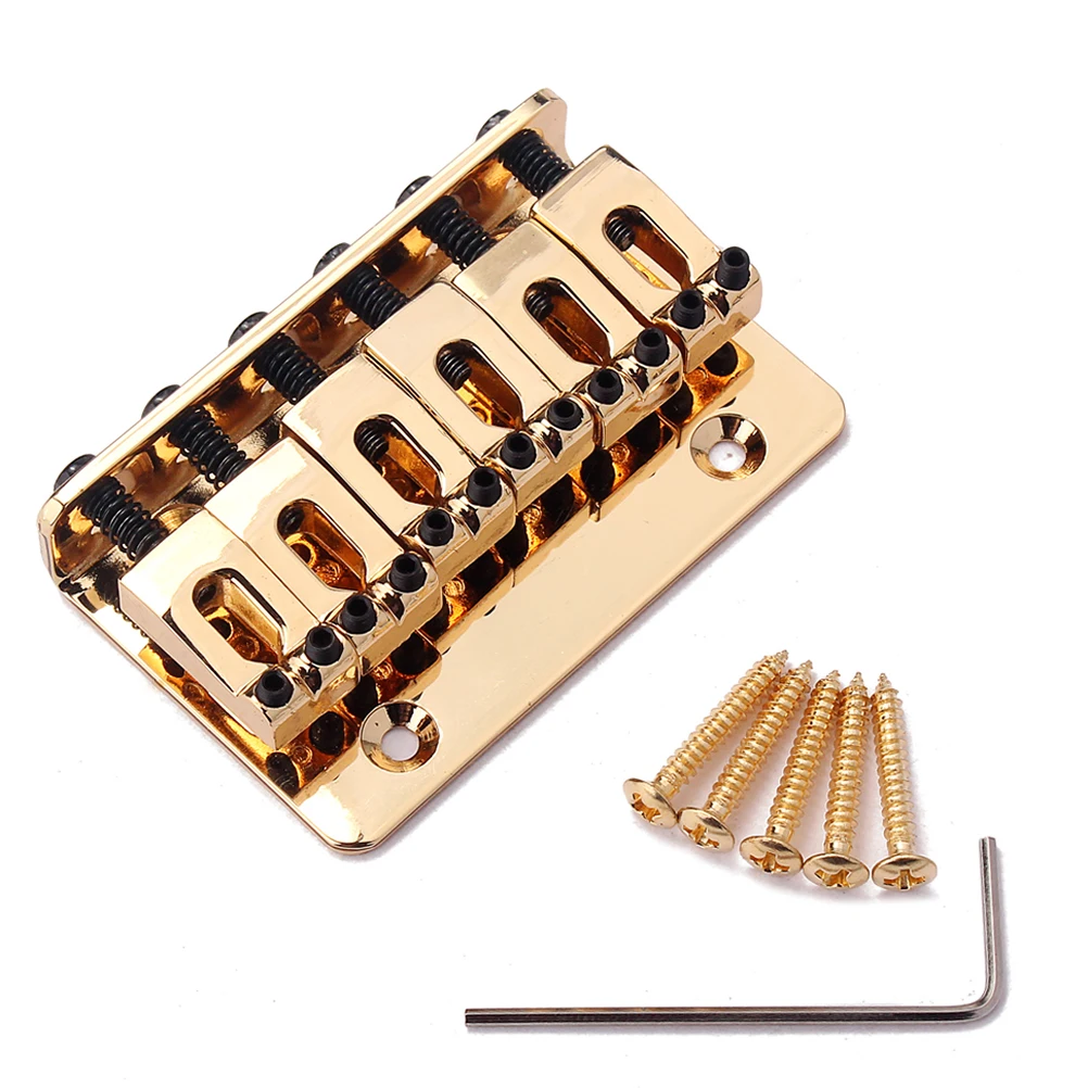 

6 String Guitar Bridge With 5 Screws Electric Guitar Fixed Hard Tail Bass Bridge For Jazz Vintage Style Solid Metal Top Load