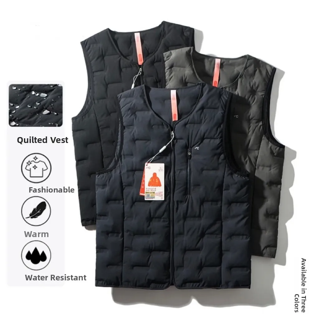 New Goose down Vest Couple Style Water Resistant Warmth Split Glue Autumn Winter Men's Casual V-Neck Youth Fashion Daily Use
