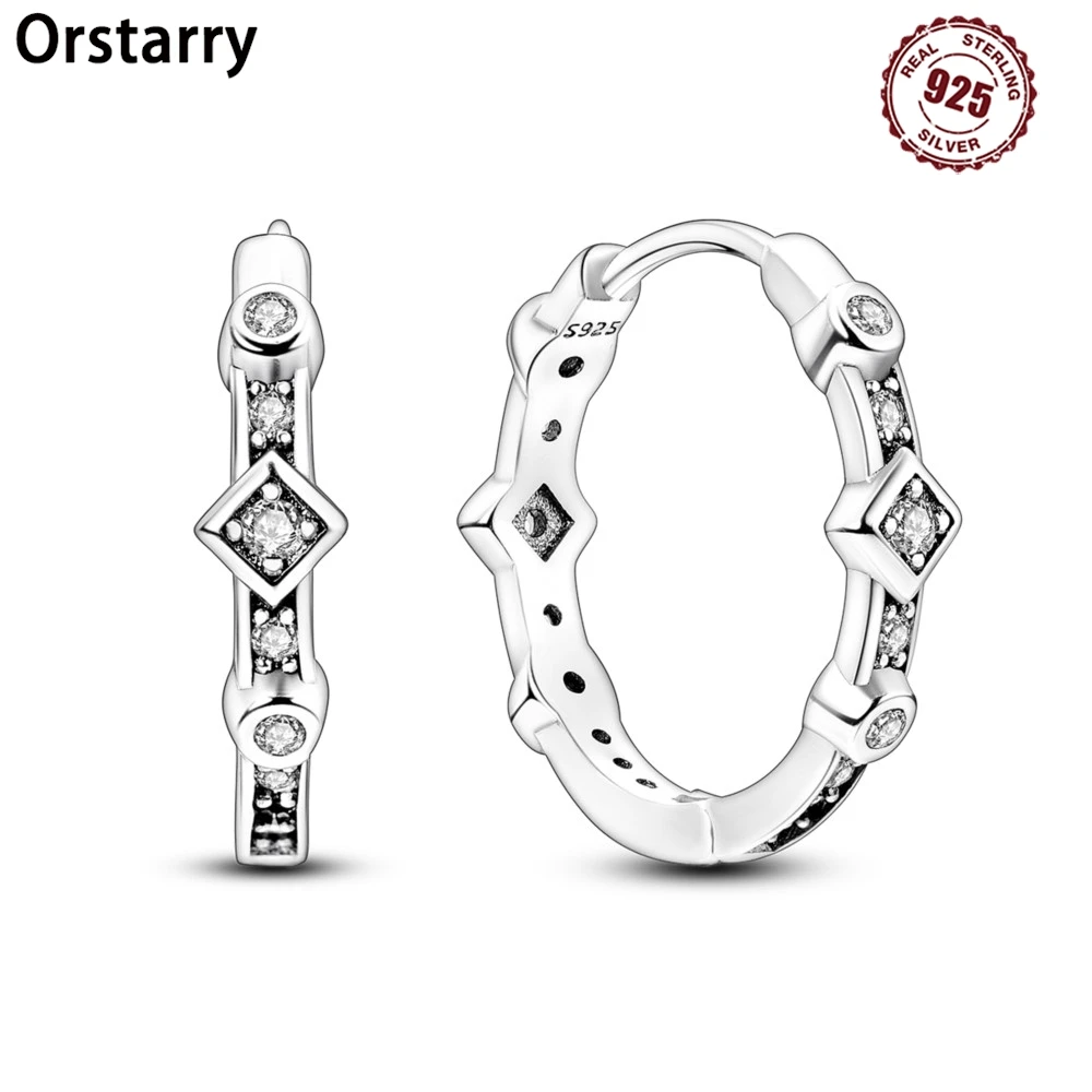 

Orstarry S925 Sterling Silver Sparkling Zircon Minimalist Earrings Versatile Hoop Earrings For Women Jewelry Original Party Gift