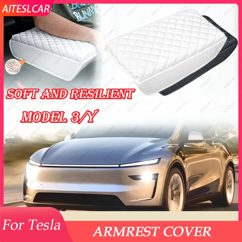 

AITESLCAR For Tesla Model Y/3 (2017~2025+) Armrest Cover Cushion Anti-scratch PU Leather Pad Console Protector Accessories