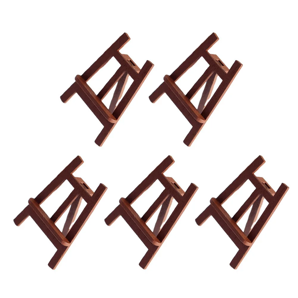 

5 Pcs Easels Mini Model Miniature Wood Wooden Blackboard Ornament Small Micro House Coffee Child