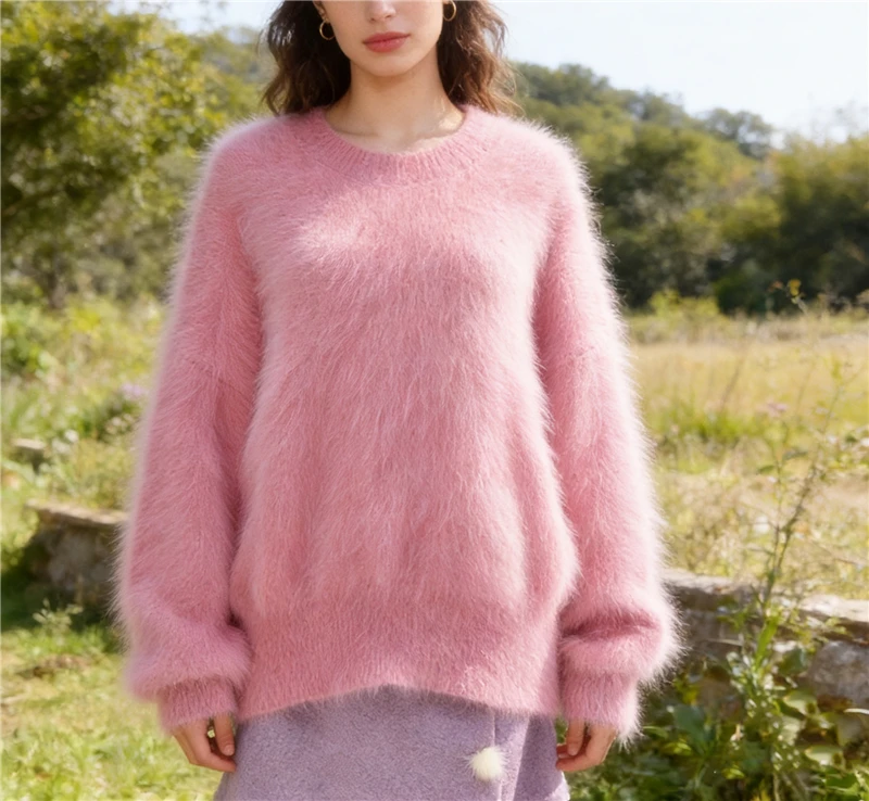 

Женский осенне-зимний теплый вязаный кардиган из кашемира и меха норки с длинными рукавами, свободный длинный свитер-пальто