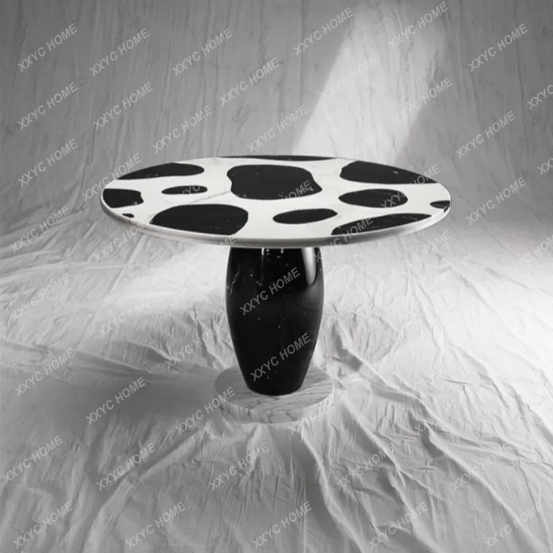 Light luxury modern simple natural marble coffee table living room round table