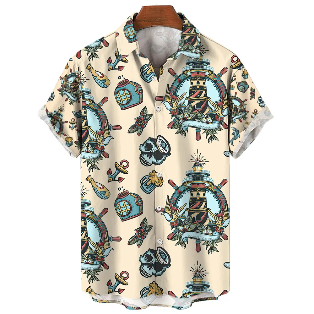 Lustige Meerjungfrau Strand Hawaii Blumen hemd Männer 3d gedruckt lässig Mode Kleid Streetwear Mann Kleidung Slim Fit Camisas Casuais