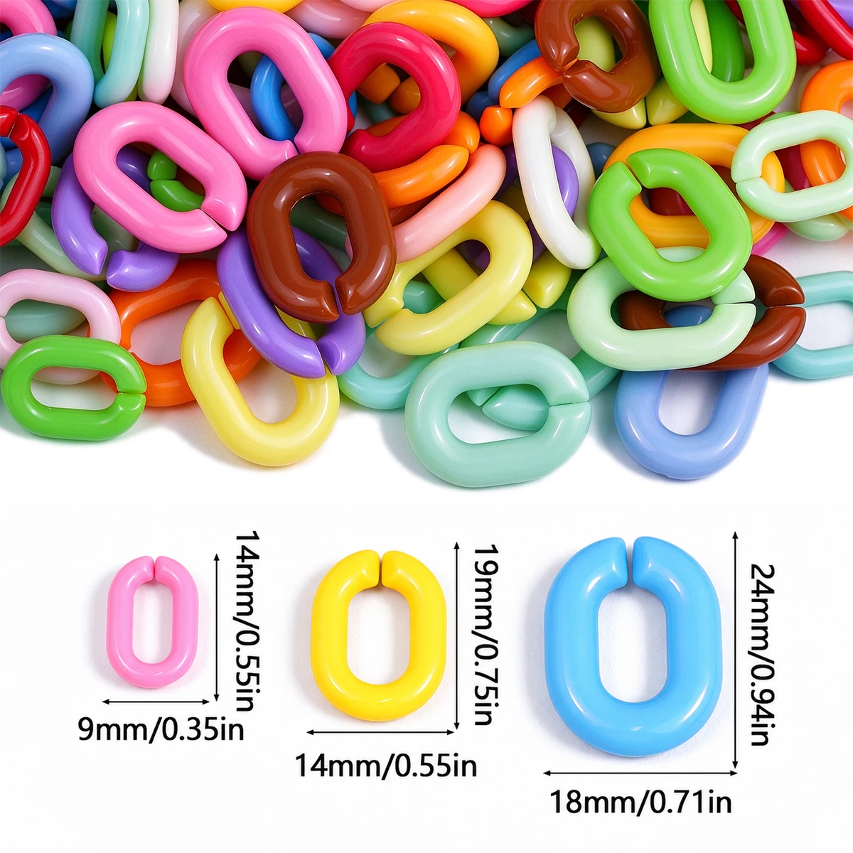 14/18/15mm 50/30pcs Acrylic Solid Color U Shaped Chain Beads in Assorted Colors   For DIY Jewelry Necklace and Bracelet Making