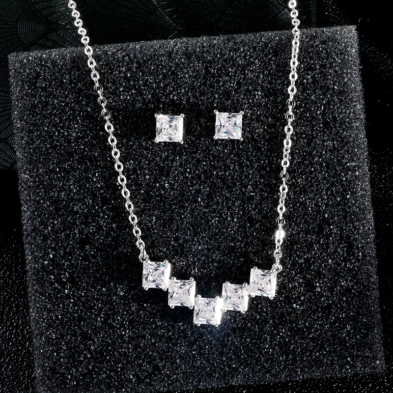 ZAKOL Brand Elegance Charm Water Drop AAA Cubic Zircon Crystal Earrings Necklace Set For Women Popular Bride Jewelry Gift