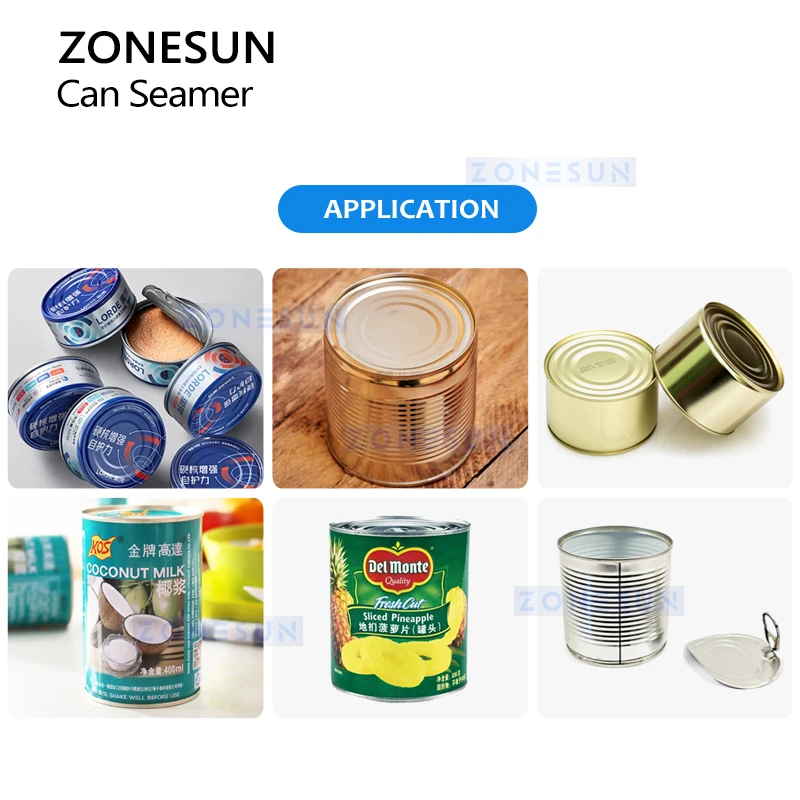 ماكينة إغلاق علب القصدير Zonesun ، شبه أوتوماتيكية ، معدات خياطة أسطوانية كبيرة الحجم ،