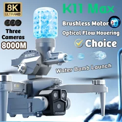 Dron RC 8k z profesjonalną trzema kamerami HD Szerokokątna fotografia lotnicza Quadcopter Samolot Zabawa Helikopter z kulą wodną