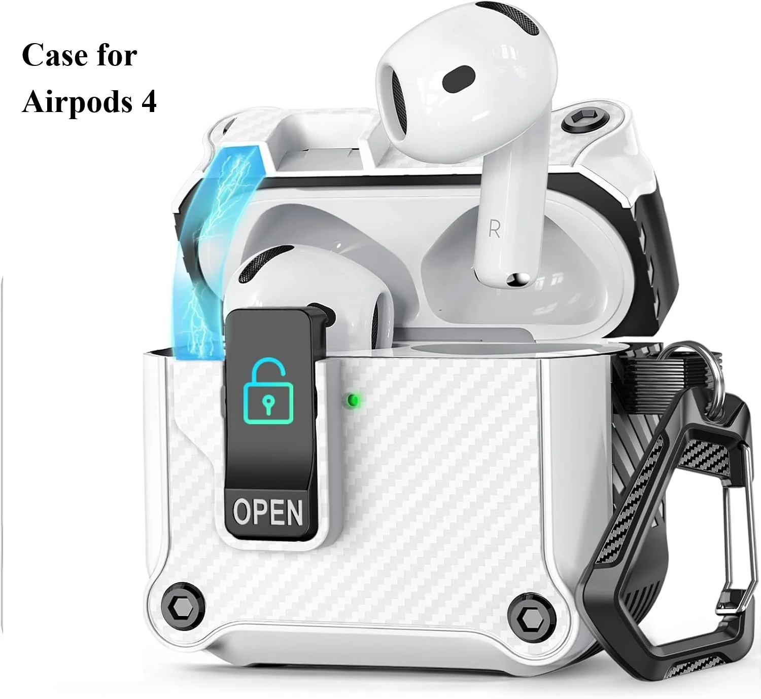 Case for AirPods 4 with Secure Lock and Auto-Open, Compatible with AirPods 4 with/Without Active Noise Cancellation 2024 Cover