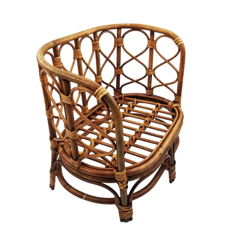 Newborn Photography Props Vintage Nostalgia Baby Bamboo Bench Handmade Rattan Basket Chair Studio Baby Photoshoot Accessories