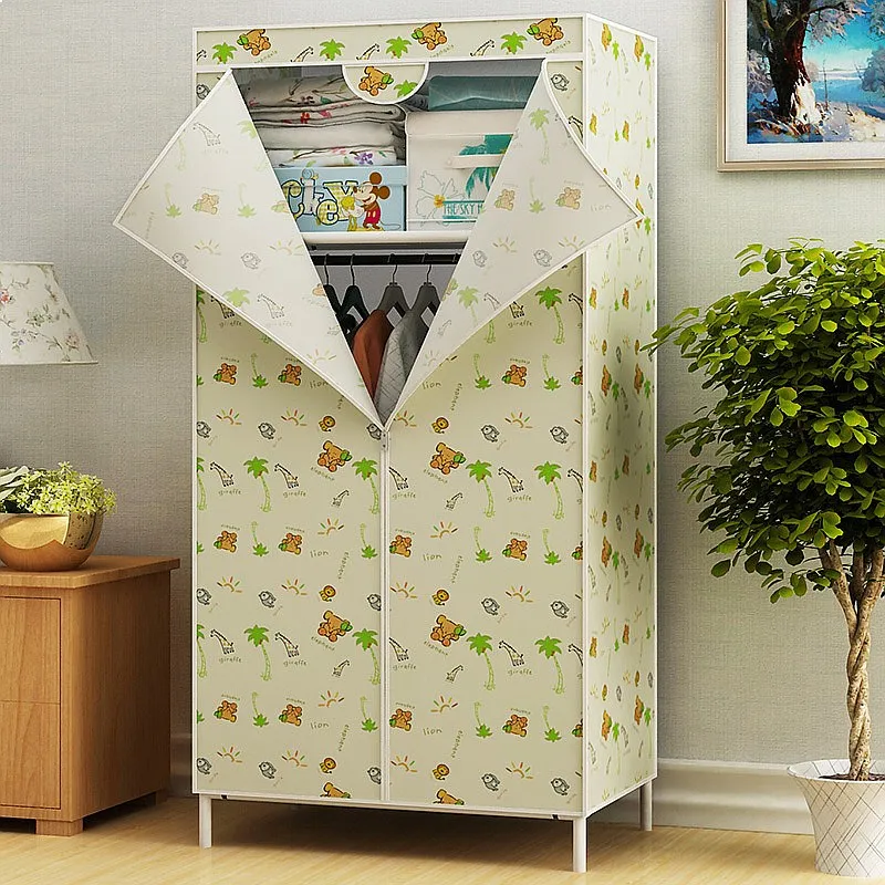 Mini Portable Fabric Wardrobe for Students, Reinforced Thickened Korean Style Single Closet Dustproof Clothes Storage Organizer