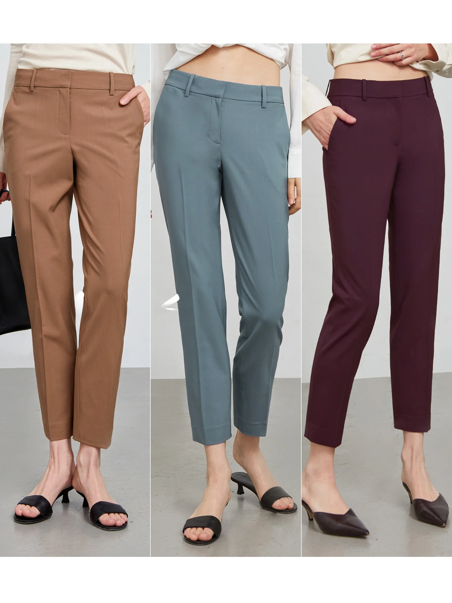 

38 Queen Classic Narrow Leg Woolen Casual Trousers for Women High Waist Commuter Sle Long Pants Ladies Suit Pants