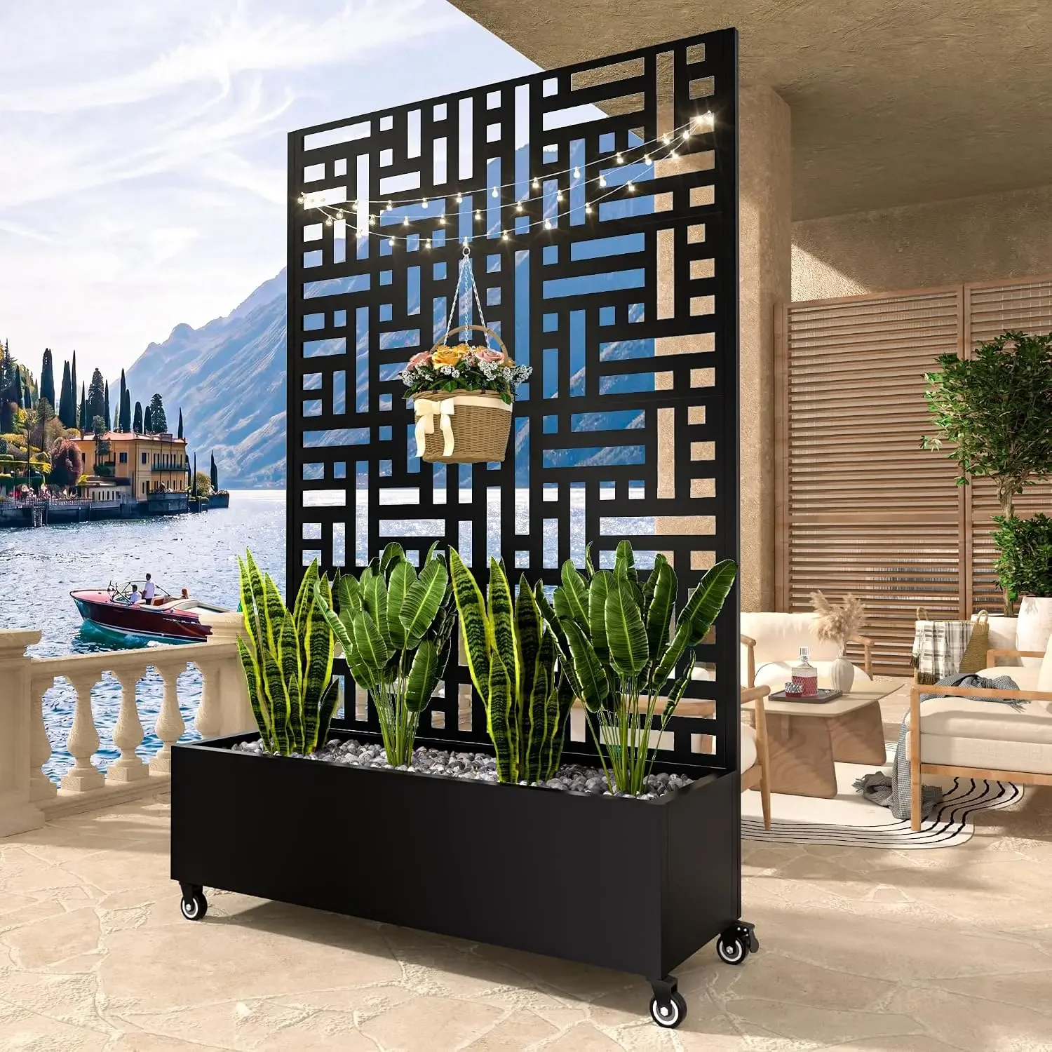Metal Planter Box with Trellis,72