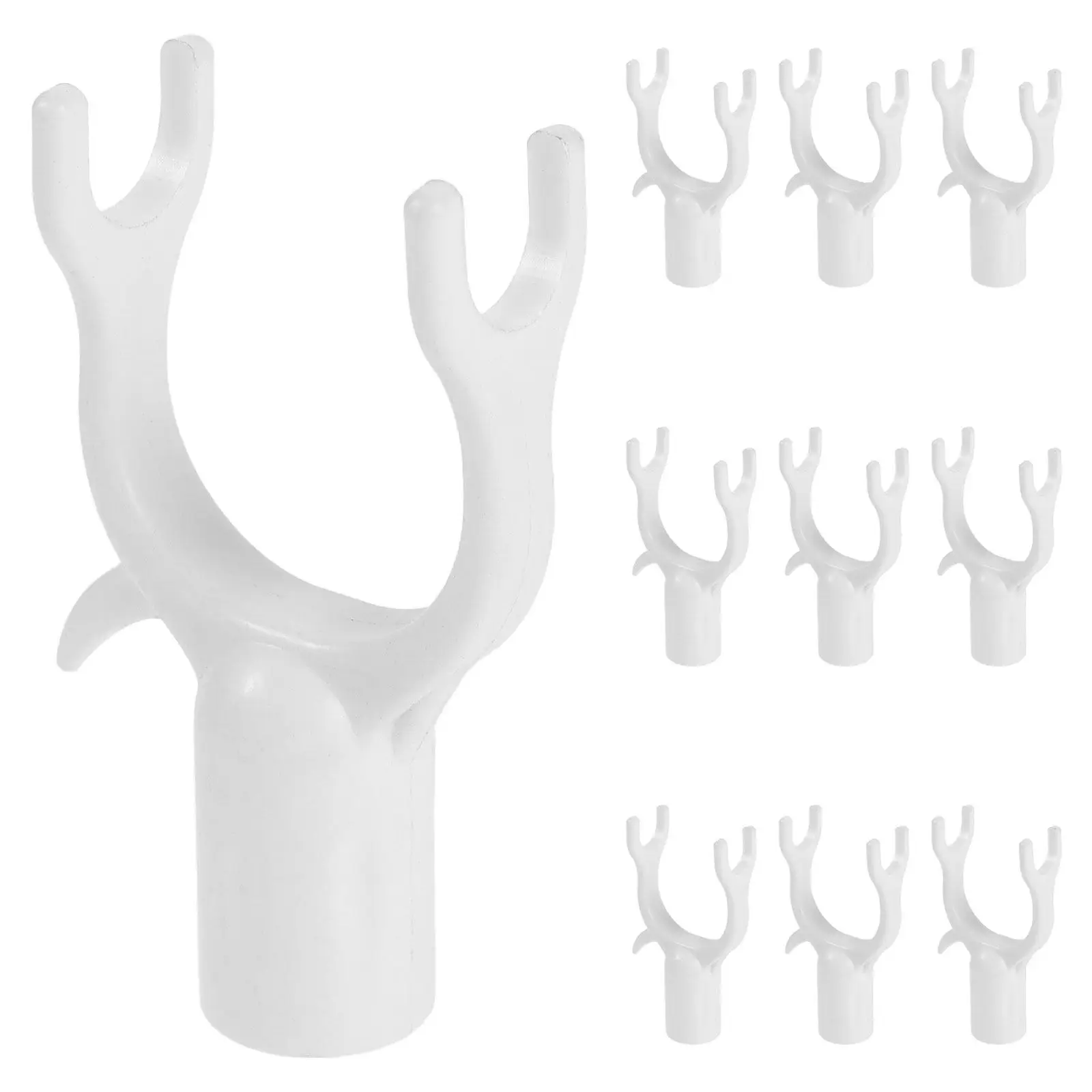 10Pcs Clothes Drying Fork Hook End Parts Plastic U-Shaped Clothes Pole Hooks for Home Use Clothesline Extension Pole Attaching