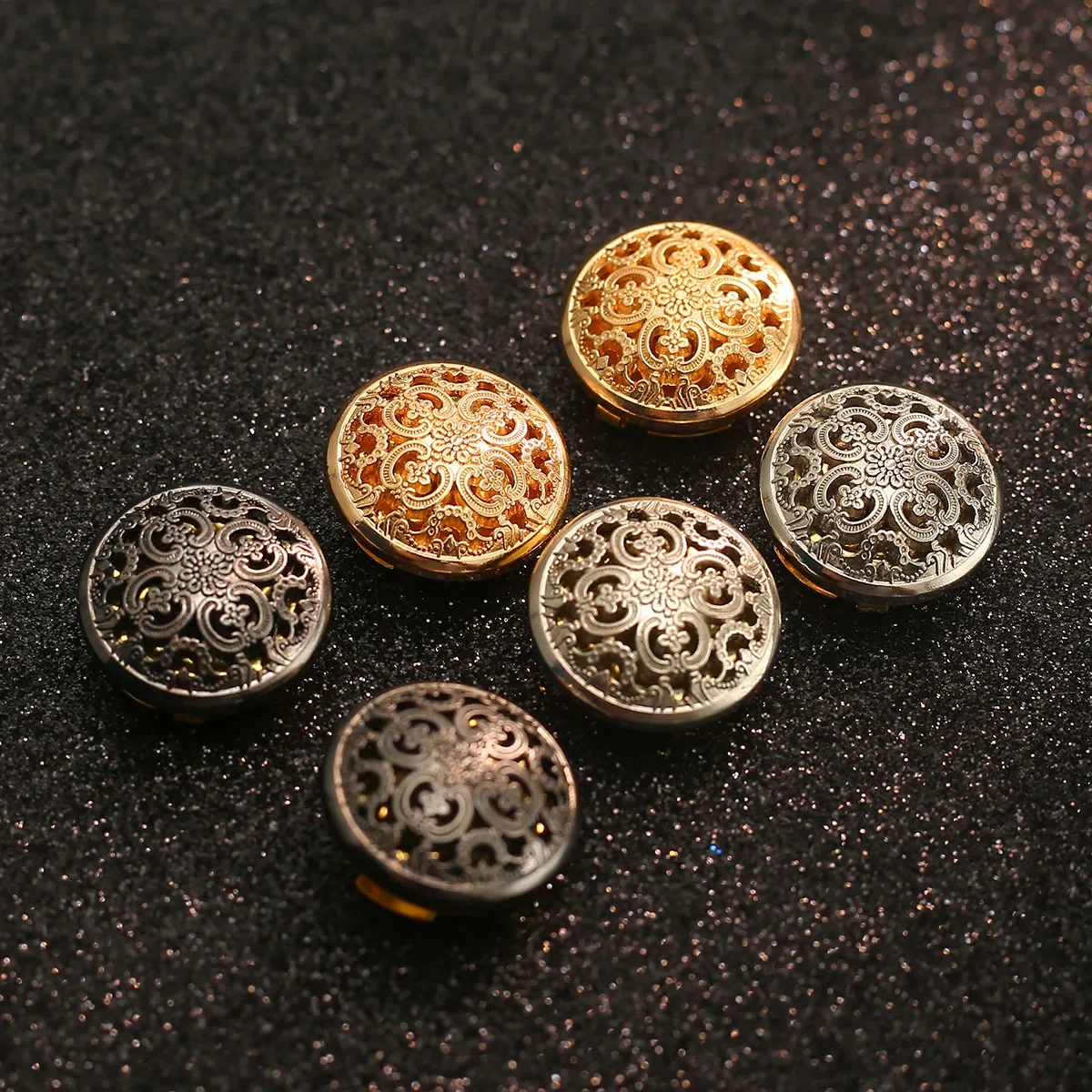 2-Pack Vintage Hollow Carved Cufflinks Button Covers Metal Shirt Sleeve Buttons Copper Seamless for Dress Shirt and Gowns Button