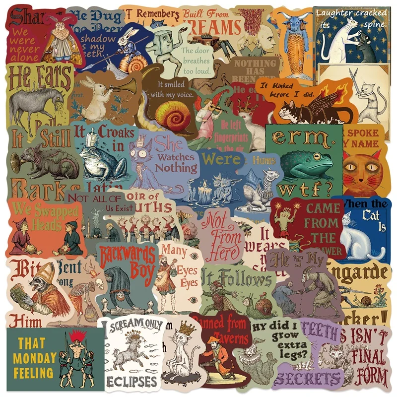 

10/30/50PCS Vintage Eerie Colored PVC Sticky Sticker Aesthetic DIY Children's Decoration Scrapbooking School Supplies