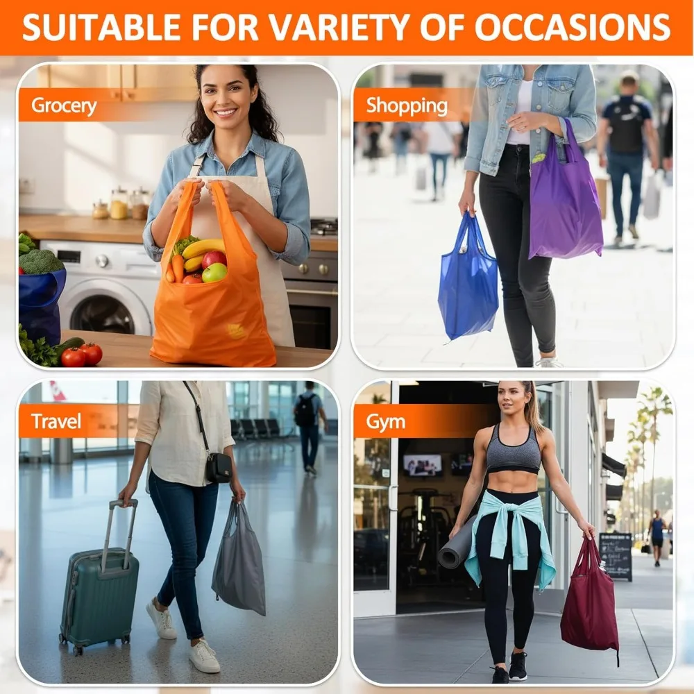 Reusable Bulk Shopping Bags - Large Foldable Tote Bags for Grocery Shopping, Party & Holiday Use, Holds 50 Lbs