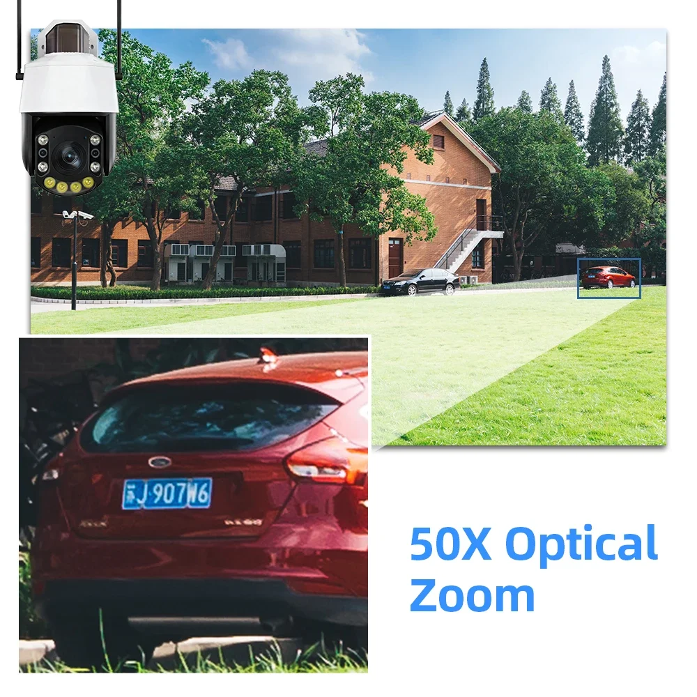 ICsee Wifi 30倍/50倍ズーム 5MP PTZ IP防犯カメラ 屋外 双方向音声 ワイヤレス 人体検知 CCTVビデオ監視カメラ