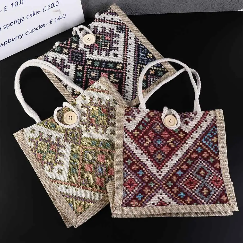 

Embroidery Ethnic Style Canvas Bag Print Large Capacity Linen Handbag Tote Bag Storage Bag Printing Cloth Lunch Bag Shopping