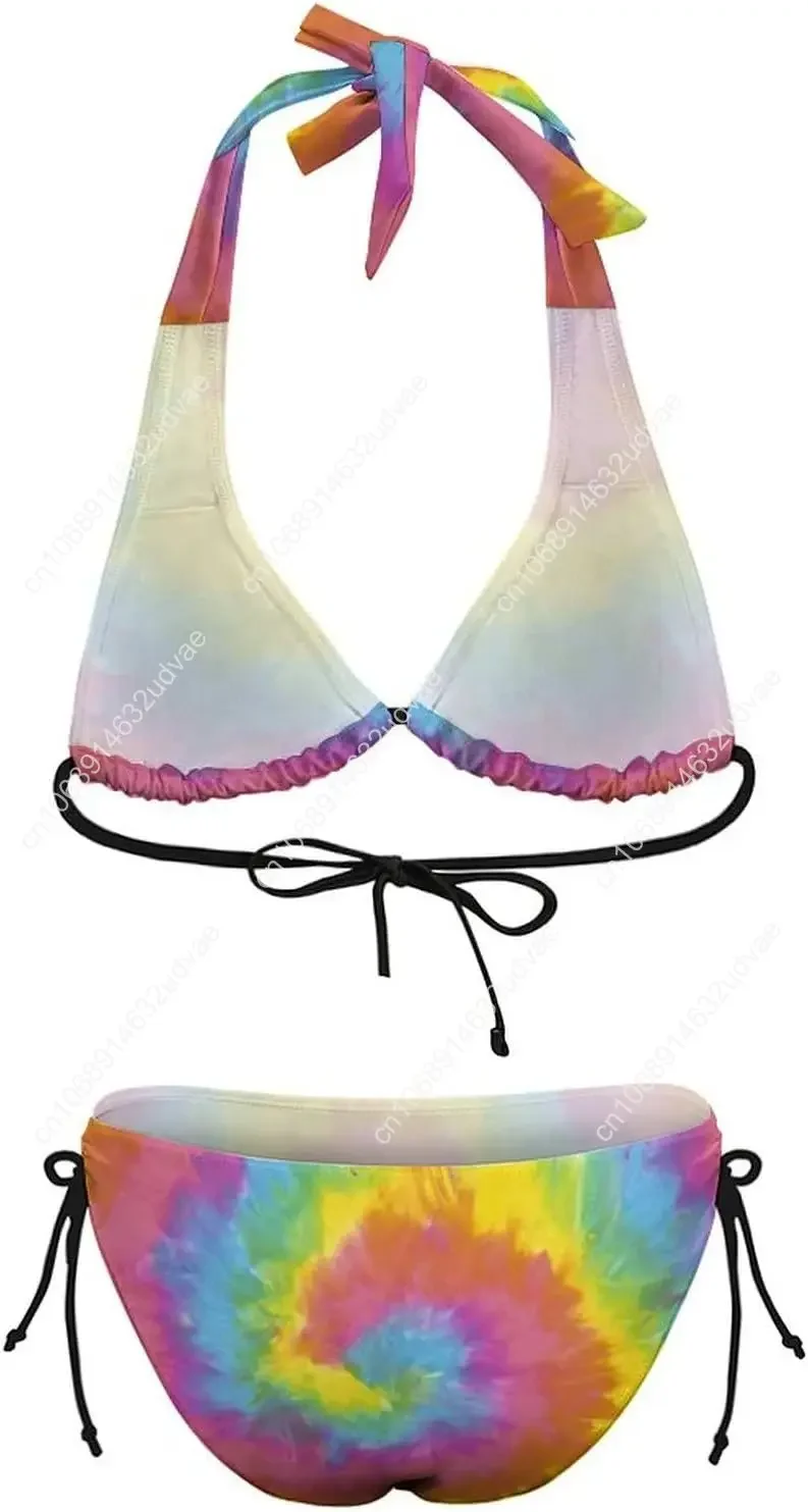 المرأة مثير الرسن سلسلة ملابس السباحة المايوه التعادل صبغ مثلث بيكيني مجموعات